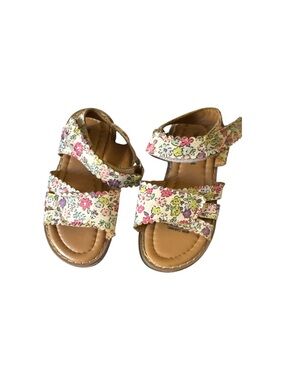 Girls Floral Print Pink & Cream Adjustable Strap Sandals